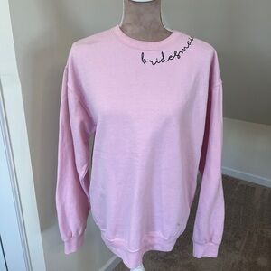 Light Pink Bridesmaid Wedding Crewneck Cotton Blend Sweatshirt Women’s Medium